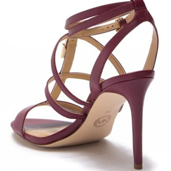 NEW MK Michael Kors Antoinette Leather Heel Sandal‎ - Picture 4 of 5